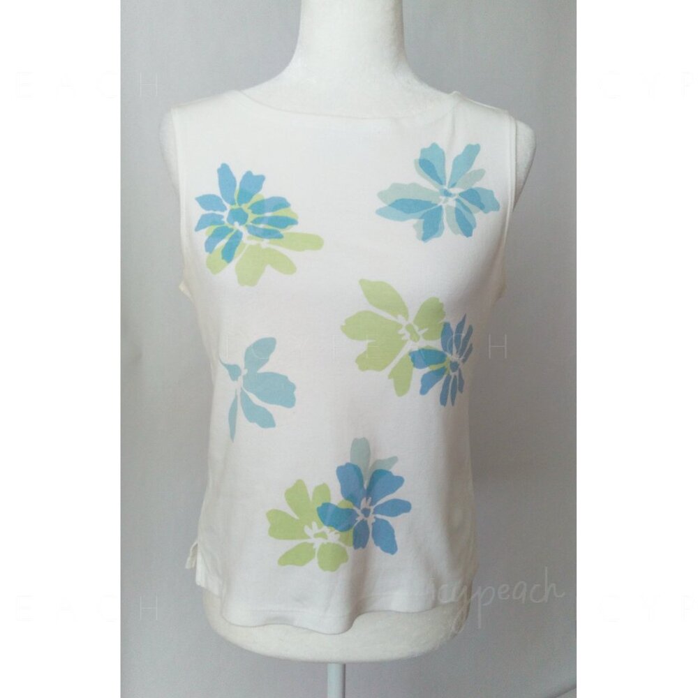 Liz Sport Tank Top Petite Small PS Floral Shell Vintage 90s Preppy Lagenlook
